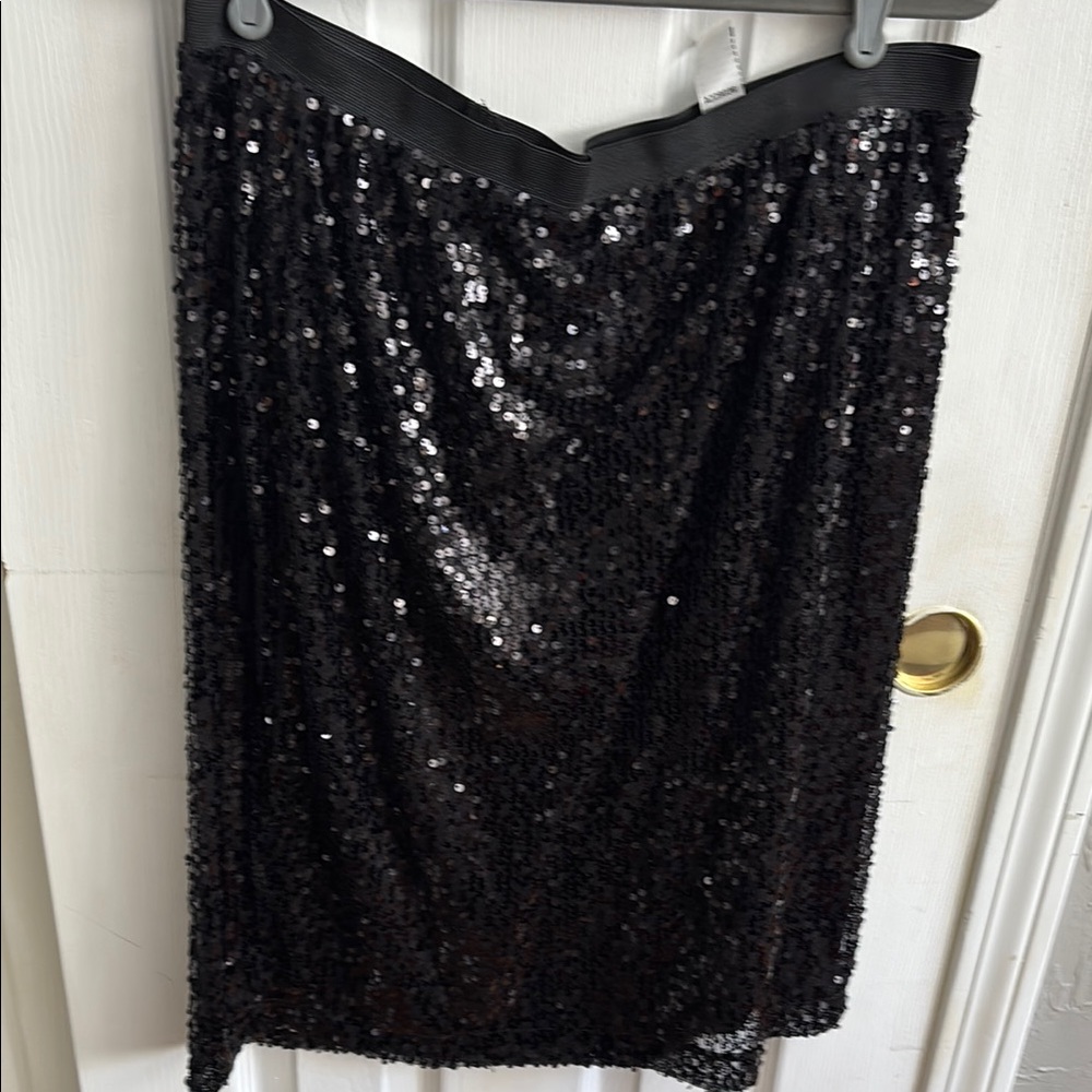 Joan Rivers Black Sequin Pencil Skirt Cocktail Midi